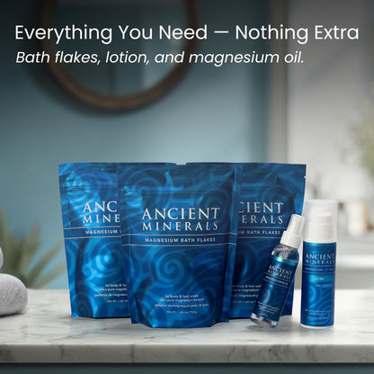 Body Bliss Kit innehåller magnesiumbadsalt, magnesiumlotion och magnesiumolja. 